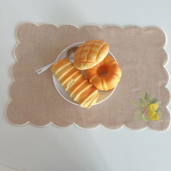Linen Lemon Embroidered Placemat – 29x44cm (10) Linen placemat with lemon embroidery, handmade cutwork