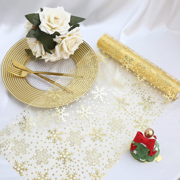 Metallic Foil Organza Snowflake Table Runner