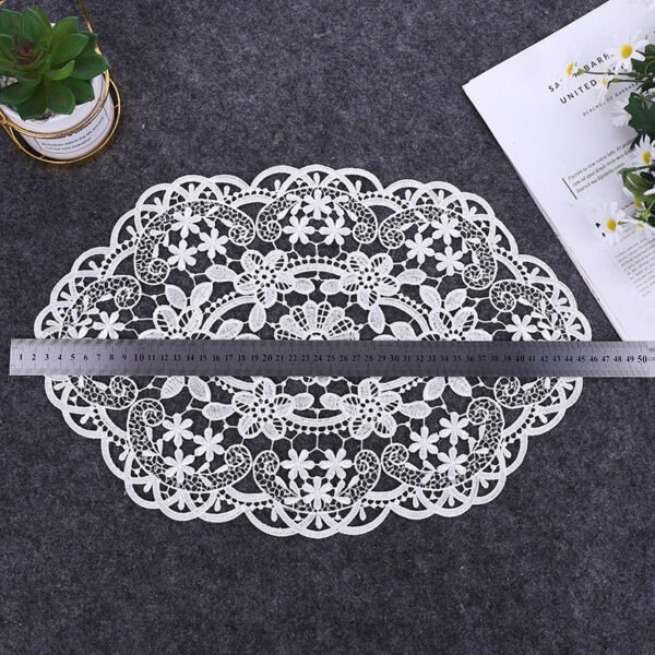 Nordic embroidered lace placemat oval 30x45cm beige white