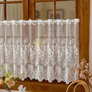 Pastoral warp-knitted lace café curtain short valance