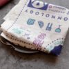 Purple cotton napkin with printed wine glass design