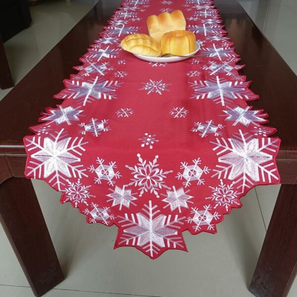 Red snowflake embroidered placemat Christmas festive