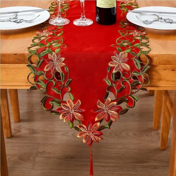Red snowflake embroidered placemat Christmas festive