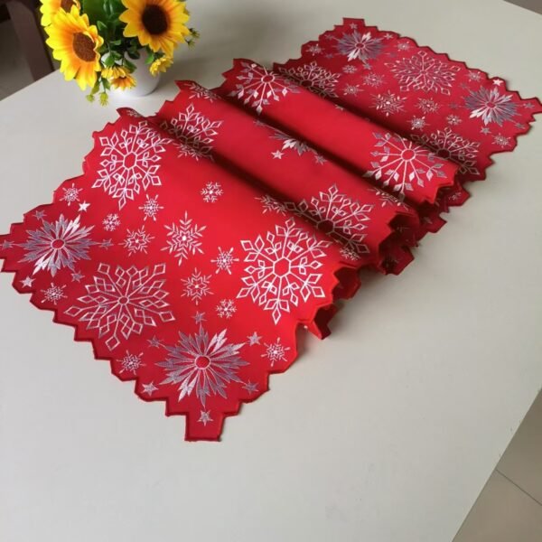 Red snowflake embroidered placemat Christmas festive