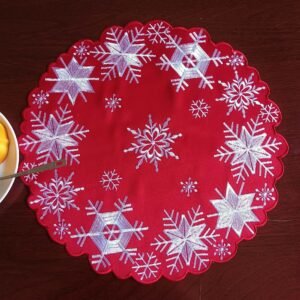 Red snowflake embroidered placemat Christmas festive
