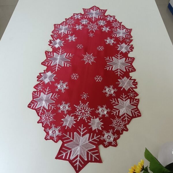 Red snowflake embroidered placemat Christmas festive