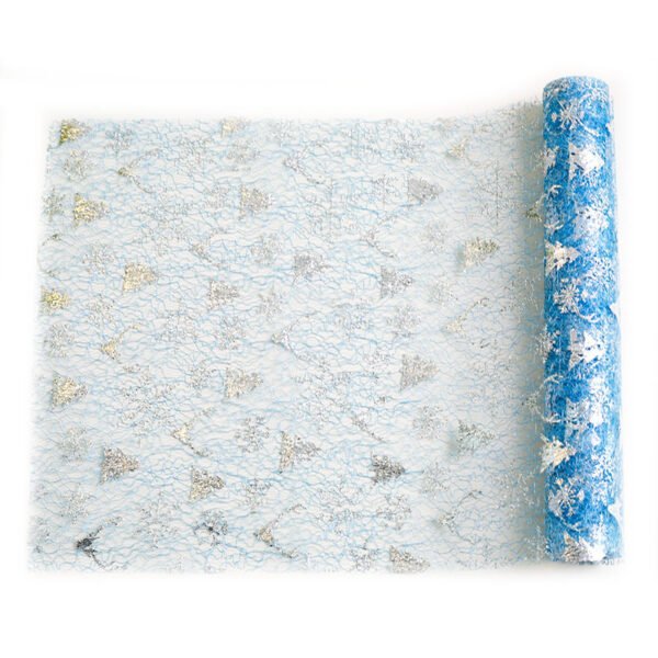 Reindeer and Snowflake Gold Foil Mesh Table Runner