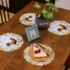 Rooster embroidered placemat round farmhouse (4) Rooster embroidered placemat round farmhouse