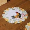 Rooster embroidered placemat round farmhouse (5) Rooster embroidered placemat round farmhouse