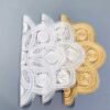 Round hollow embroidered lace placemat 40cm matte camel white