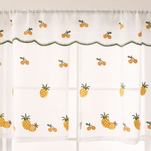 Rustic lace café curtain embroidery pineapple cherry design