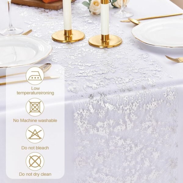 Silver Metallic Foil Mesh Table Runner Roll