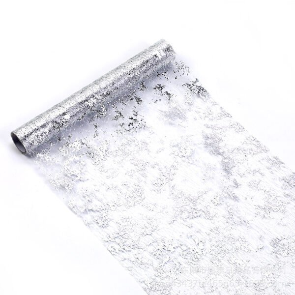 Silver Metallic Foil Mesh Table Runner Roll