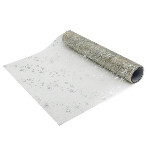 Star and Snowflake Foil Mesh Table Runner