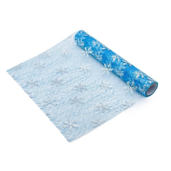 Star and Snowflake Foil Mesh Table Runner