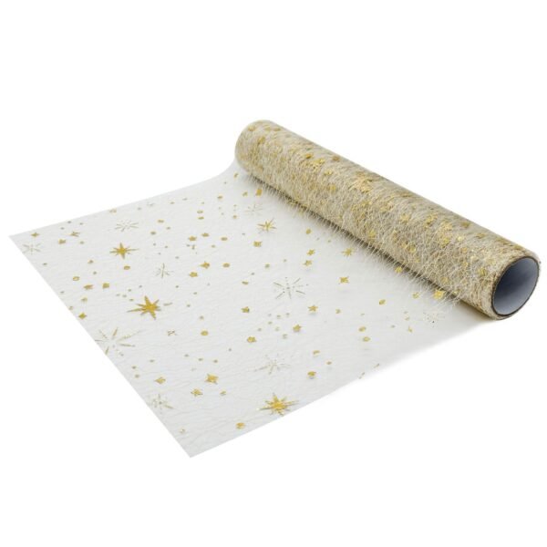 Star and Snowflake Foil Mesh Table Runner