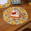 Sunflower embroidered placemat ivory white (2) Sunflower embroidered placemat ivory white