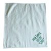 Thick custom cotton tea towel with embroidered logo on wooden table (2) Thick custom cotton tea towel with embroidered logo on wooden table