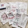 Thick custom cotton tea towel with embroidered logo on wooden table (6) Thick custom cotton tea towel with embroidered logo on wooden table