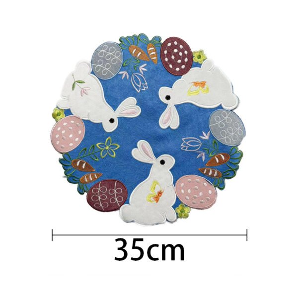 Three rabbits floral embroidered placemat
