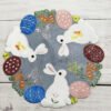 Three rabbits floral embroidered placemat