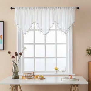 Triangle valance curtain leaf pattern polyester