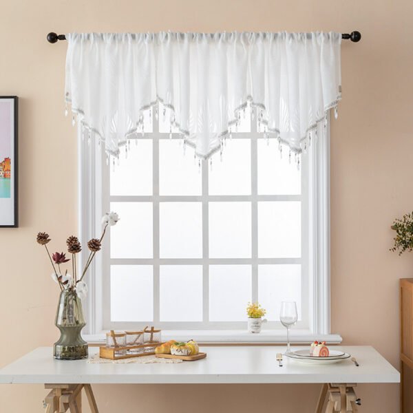 Triangle valance curtain leaf pattern polyester (1) Triangle valance curtain leaf pattern polyester