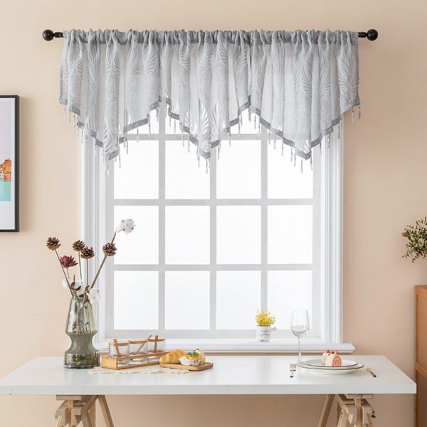 Triangle valance curtain leaf pattern polyester (2) Triangle valance curtain leaf pattern polyester