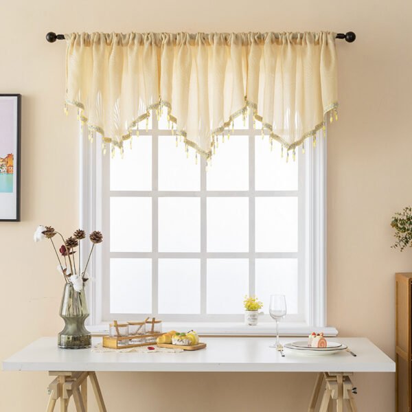 Triangle valance curtain leaf pattern polyester (3) Triangle valance curtain leaf pattern polyester