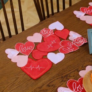 Valentine’s Day embroidered heart placemat
