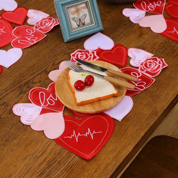 Valentine’s Day embroidered heart placemat