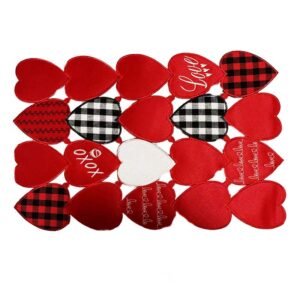 Valentine’s Day heart appliqué embroidered placemat