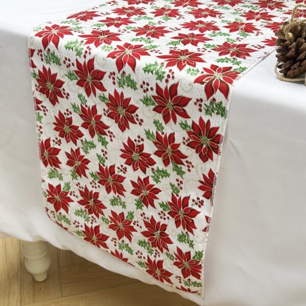 Velvet Printed Christmas Table Runner Floral Candy Pattern