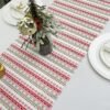 Velvet Printed Christmas Table Runner Floral Candy Pattern
