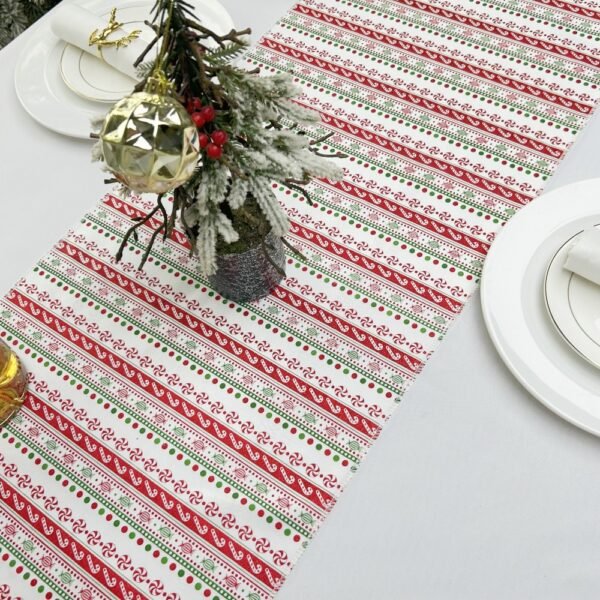 Velvet Printed Christmas Table Runner Floral Candy Pattern