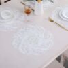 White embroidered round placemat European