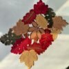 Wine Red Maple Leaf Embroidered Placemat (1) Wine red maple leaf embroidered placemat Thanksgiving theme