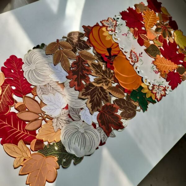 Wine Red Maple Leaf Embroidered Placemat (2) Wine red maple leaf embroidered Thanksgiving placemat