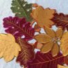 Wine Red Maple Leaf Embroidered Placemat (4) Wine red maple leaf embroidered placemat Thanksgiving theme