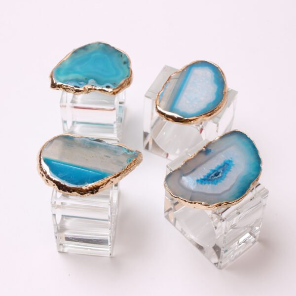 agate napkin ring (1) Blue Natural Agate Napkin Ring Glass Ring