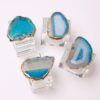agate napkin ring (2) Blue Natural Agate Napkin Ring Glass Ring