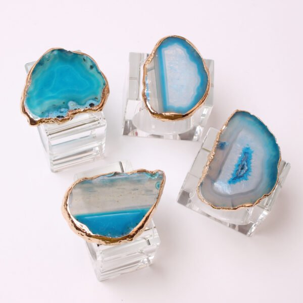 agate napkin ring (2) Blue Natural Agate Napkin Ring Glass Ring