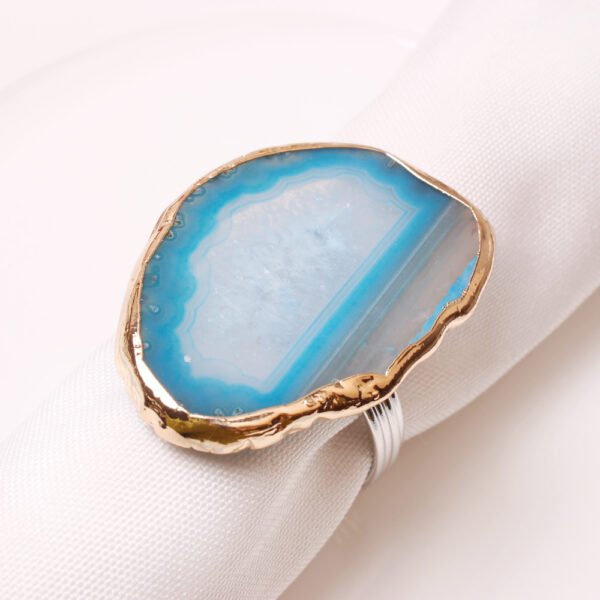 agate napkin ring (3) Blue Natural Agate Napkin Ring Glass Ring
