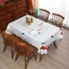 Halloween embroidered table runner skull pumpkin spider web white purple