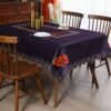 Halloween embroidered table runner skull pumpkin spider web white purple