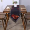 Halloween embroidered table runner skull pumpkin spider web white purple