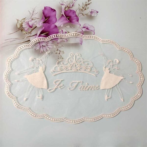 ballet mesh embroidered placemat white light yellow floral (1) ballet mesh embroidered placemat white light yellow floral