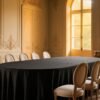 black waterproof tablecloth (1) Round Black Tablecloth – High-Density Polyester Satin Fabric
