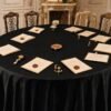 black waterproof tablecloth (4) Round Black Tablecloth – High-Density Polyester Satin Fabric