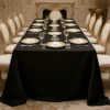 Black waterproof polyester tablecloth with French minimalist look